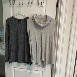 Gray and Light Gray Long Sleeve Tops